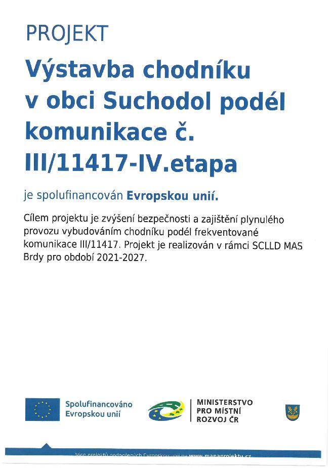 Výstavba chodníku v obci Suchodol podél komunikace č. III/11417-IV.etapa